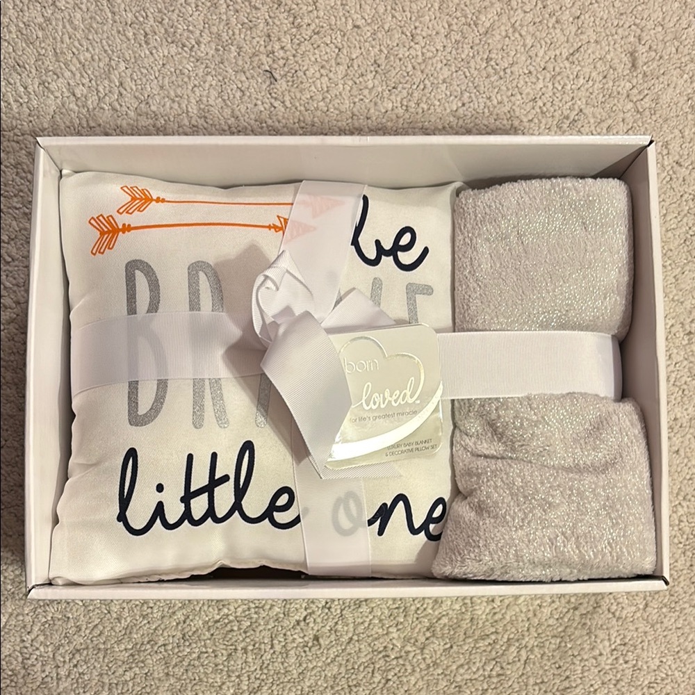 Born Loved Luxury Baby Blanket & Decorative Pillow Set